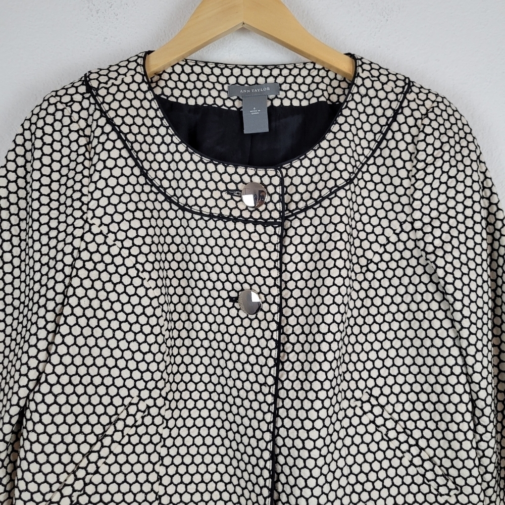 Ann Taylor black and white honeycomb cropped peacoat - Picture 6 of 7